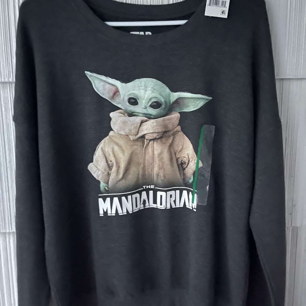 Star Wars Black Crewneck Sweater Mandalorian Design